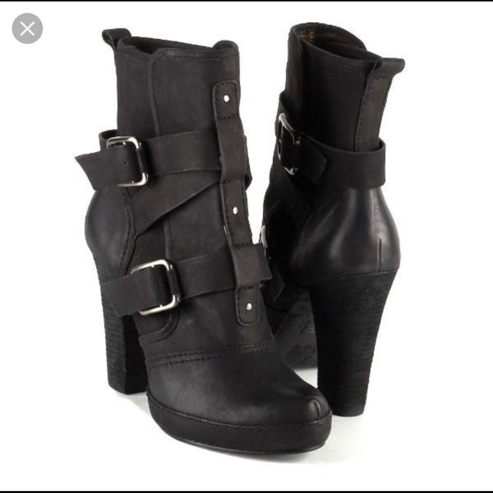 DKNYC Malina Black Buckle Boots